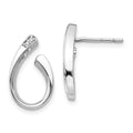 White Ice Sterling Silver Rhodium-plated Diamond Post Earrings, 0.02 ct, 17 x 11 mm