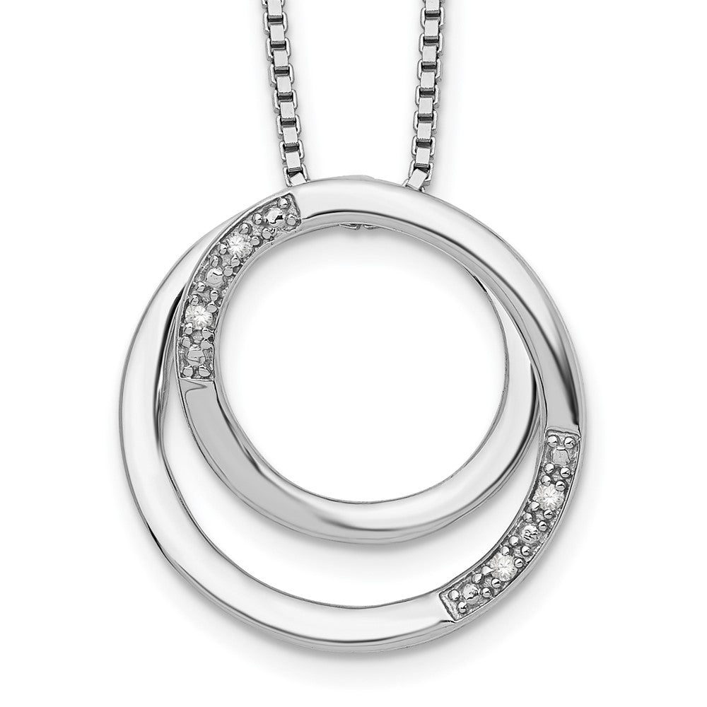 White Ice Sterling Silver Rhodium-plated 18 Inch Diamond Necklace with 2 Inch Extender, 0.024 ct, 20 x 21 mm