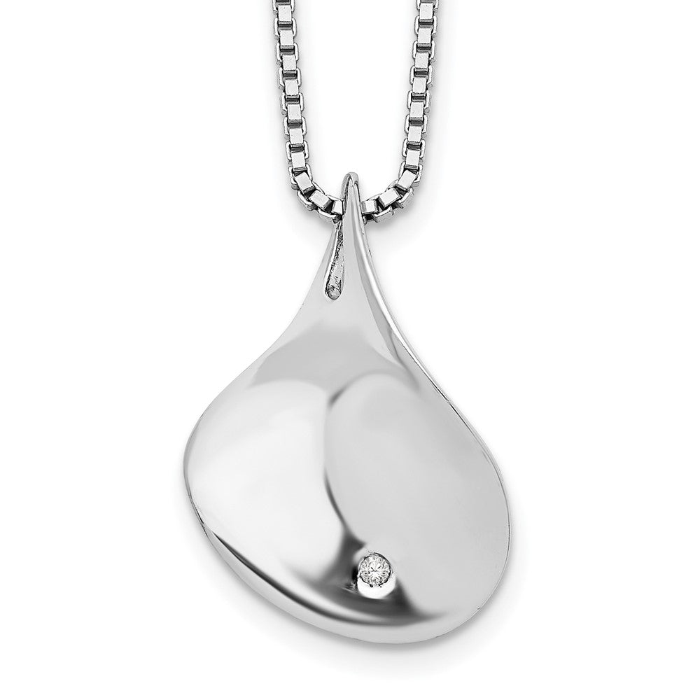 White Ice Sterling Silver Rhodium-plated 18 Inch Diamond Teardrop Necklace with 2 Inch Extender, 0.01 ct, 20 mm