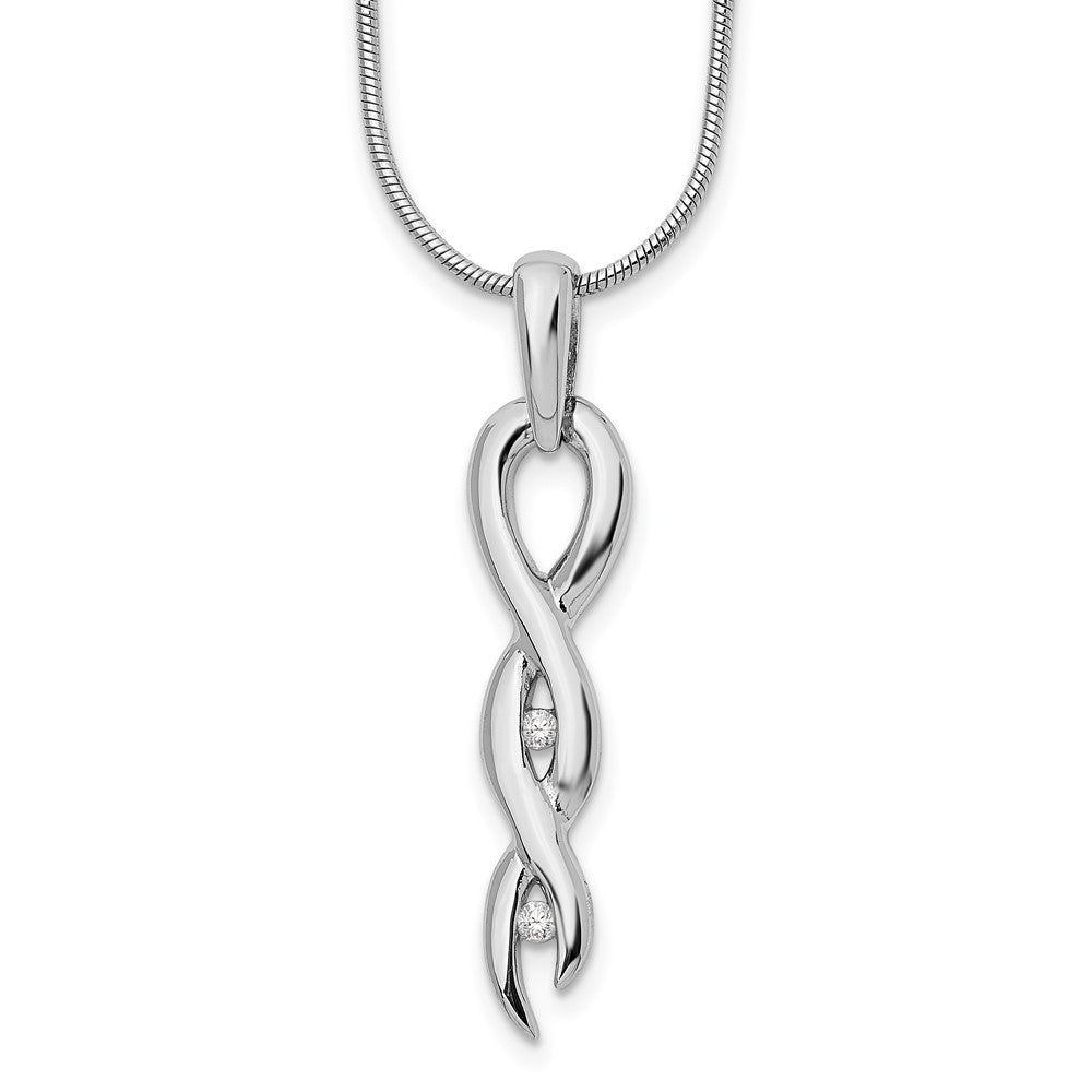 White Ice Sterling Silver Rhodium-plated Diamond 18 Inch Twist Necklace with 2 Inch Extender, 0.05 ct, 20 mm