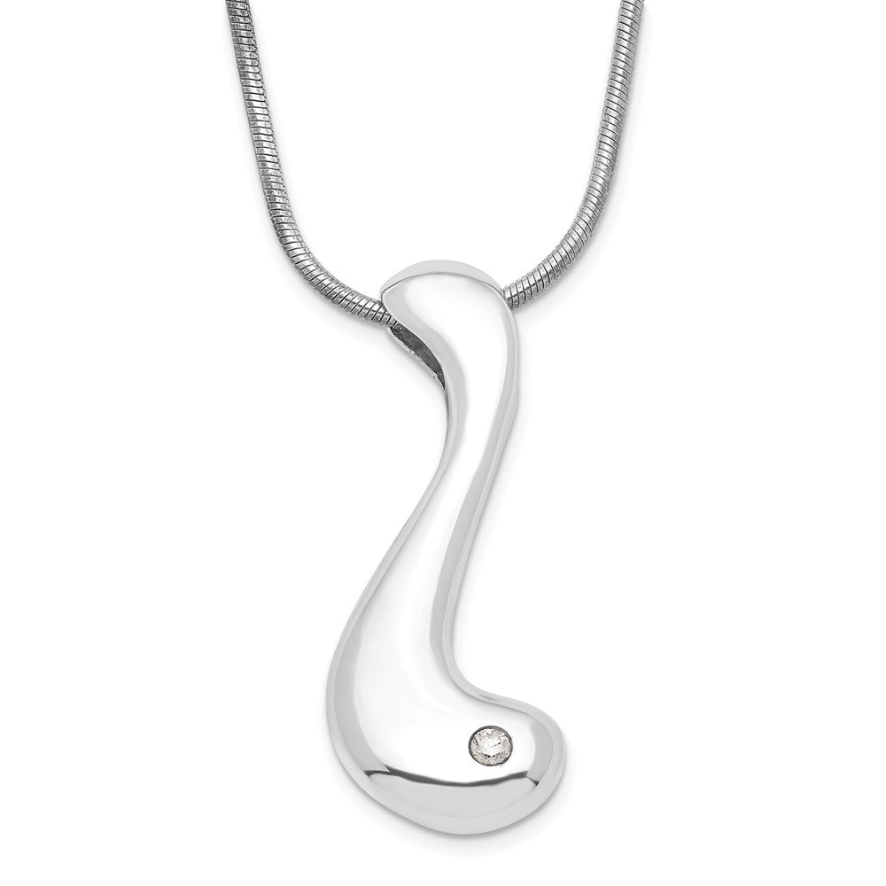 Sterling Silver White Ice Polished .02ct. Diamond w/ 2in ext Necklace, 0.02 ct, 20 mm