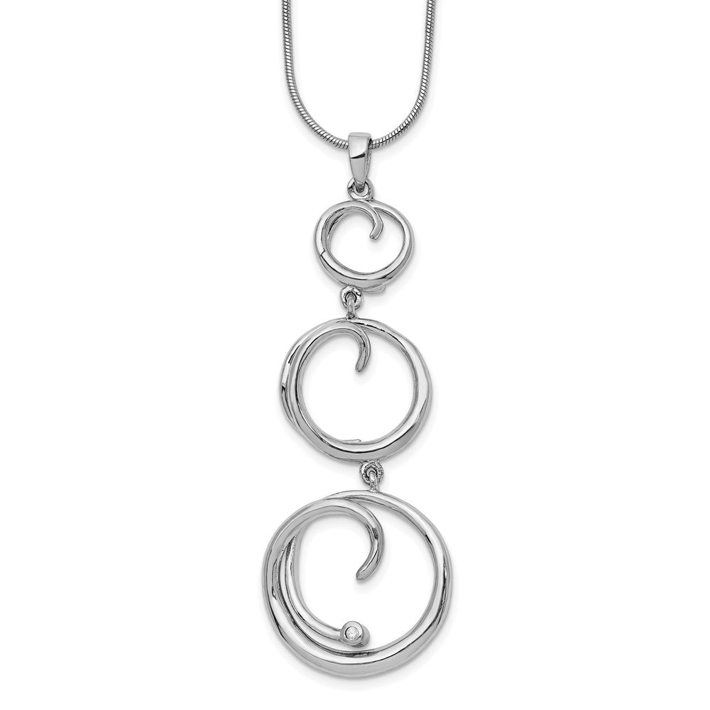 White Ice Sterling Silver Rhodium-plated 18 Inch Diamond Swirl Necklace with 2 Inch Extender, 0.02 ct, 20 x 21 mm