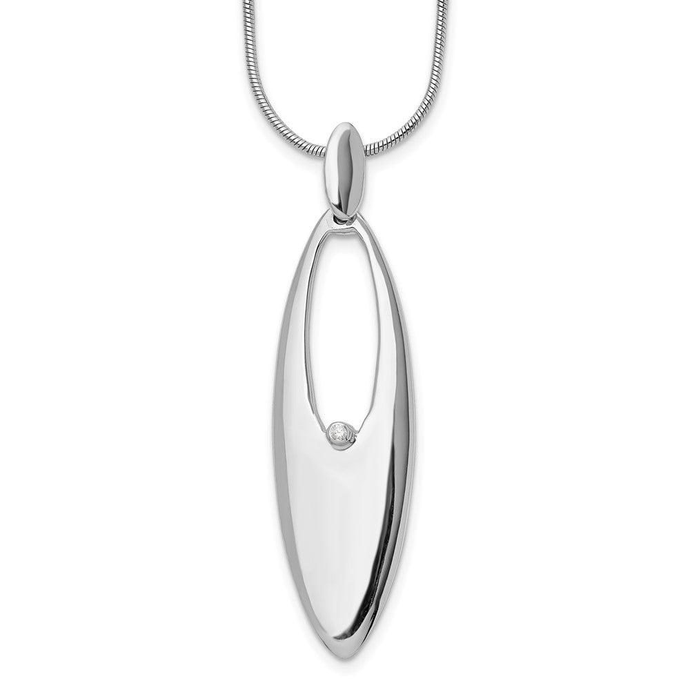 White Ice Sterling Silver Rhodium-plated 18 Inch Diamond Necklace with 2 Inch Extender, 0.01 ct, 20 x 14 mm
