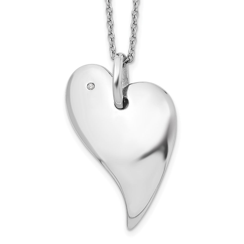 White Ice Sterling Silver Rhodium-plated 18 Inch Diamond Heart Necklace with 2 Inch Extender, 0.01 ct, 20 x 20 mm