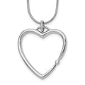 White Ice Sterling Silver Rhodium-plated 18 Inch Diamond Open Heart Necklace with 2 Inch Extender, 0.01 ct, 20 x 26 mm