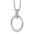 White Ice Sterling Silver Rhodium-plated 18 Inch Diamond Open Oval Necklace with 2 Inch Extender, 0.048 ct, 20 x 15 mm