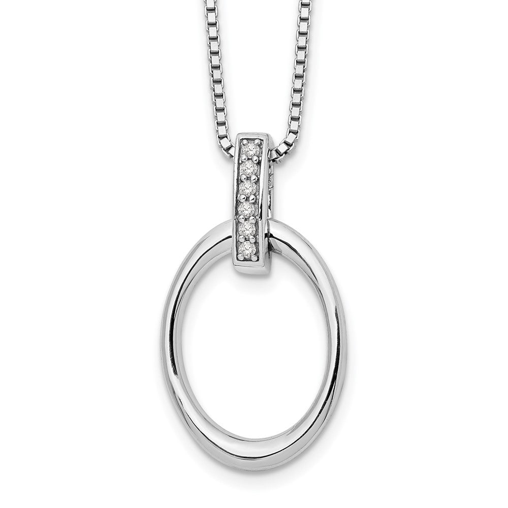White Ice Sterling Silver Rhodium-plated 18 Inch Diamond Open Oval Necklace with 2 Inch Extender, 0.048 ct, 20 x 15 mm