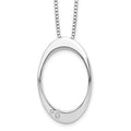 White Ice Sterling Silver Rhodium-plated 18 Inch Diamond Open Oval Necklace with 2 Inch Extender, 0.015 ct, 20 x 19 mm