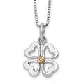 White Ice Sterling Silver Rhodium-plated Gold-tone 18 Inch Diamond Four Hearts Necklace with 2 Inch Extender, 0.01 ct, 20 x 16 mm