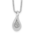 White Ice Sterling Silver Rhodium-plated 18 Inch Diamond Teardrop Necklace with 2 Inch Extender, 0.049 ct, 20 x 8 mm