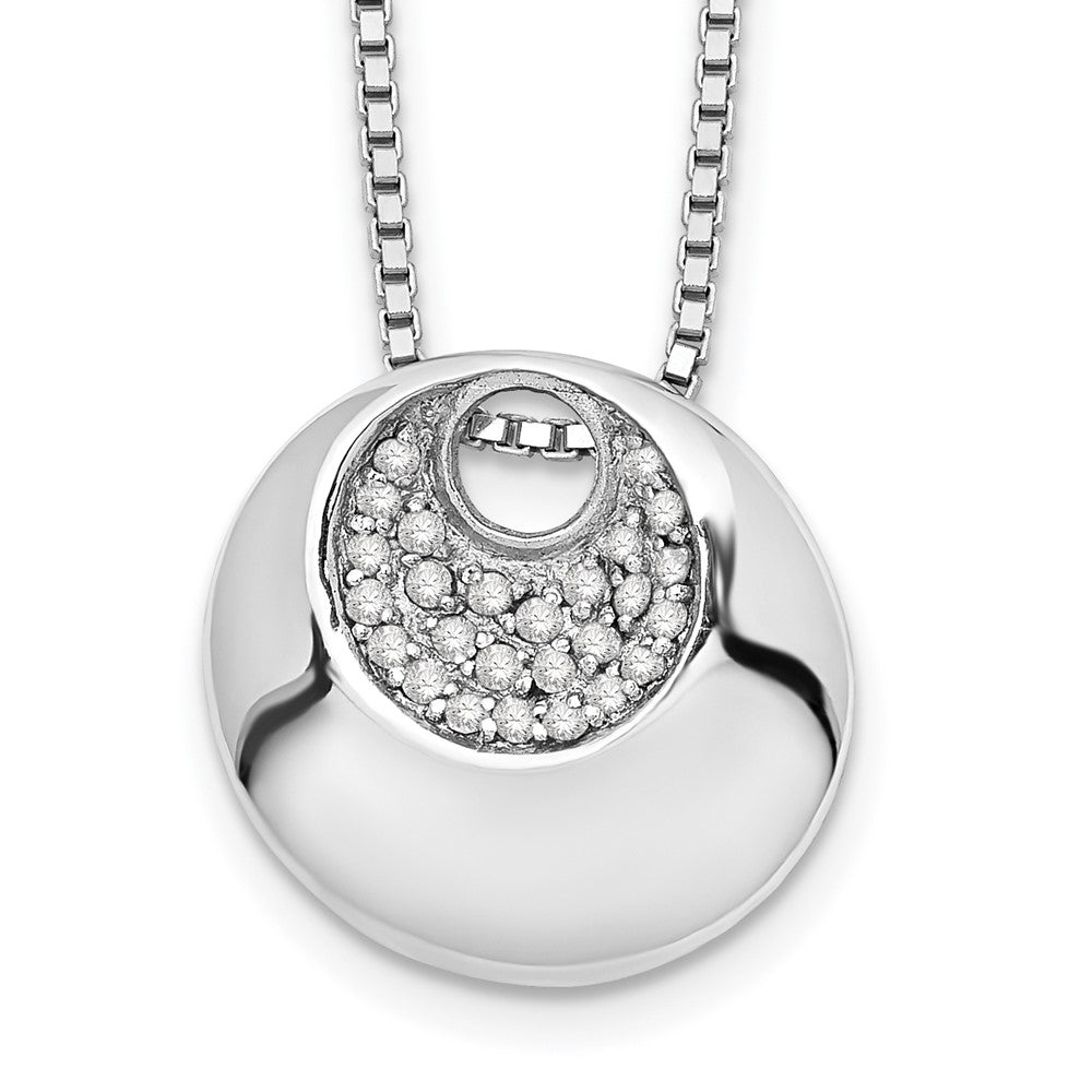 White Ice Sterling Silver Rhodium-plated 18 Inch Diamond Necklace with 2 Inch Extender, 0.156 ct, 20 x 16 mm