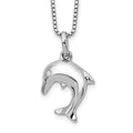 White Ice Sterling Silver Rhodium-plated 18 Inch Diamond Dolphin Necklace with 2 Inch Extender, 0.02 ct, 18 x 15 mm