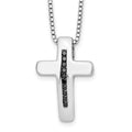 White Ice Sterling Silver Rhodium-plated 18 Inch Black Diamond Cross Necklace with 2 Inch Extender, 0.1 ct, 20 x 14 mm