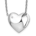 White Ice Sterling Silver Rhodium-plated 18 Inch Diamond Heart Necklace with 2 Inch Extender, 0.01 ct, 20 x 15 mm