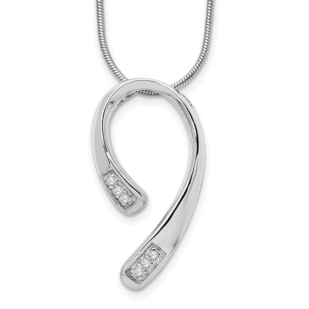 White Ice Sterling Silver Rhodium-plated 18 Inch Diamond Necklace with 2 Inch Extender, 0.06 ct, 20 x 16 mm