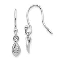 White Ice Sterling Silver Rhodium-plated Diamond Shepherd Hook Dangle Earrings, 0.048 ct, 25 x 6 mm