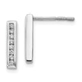 White Ice Sterling Silver Rhodium-plated Chanel-set Diamond Post Drop Earrings, 0.16 ct, 13 x 3 mm