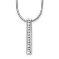White Ice Sterling Silver Rhodium-plated 18 Inch Chanel-set Diamond Vertical Bar Necklace with 2 Inch Extender, 0.13 ct, 20 mm
