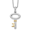 White Ice Sterling Silver Rhodium-plated Gold-tone 18 Inch Diamond Key Necklace with 2 Inch Extender, 0.01 ct, 20 x 13 mm