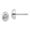 White Ice Sterling Silver Rhodium-plated Diamond Post Earrings, 0.04 ct, 9 x 7 mm