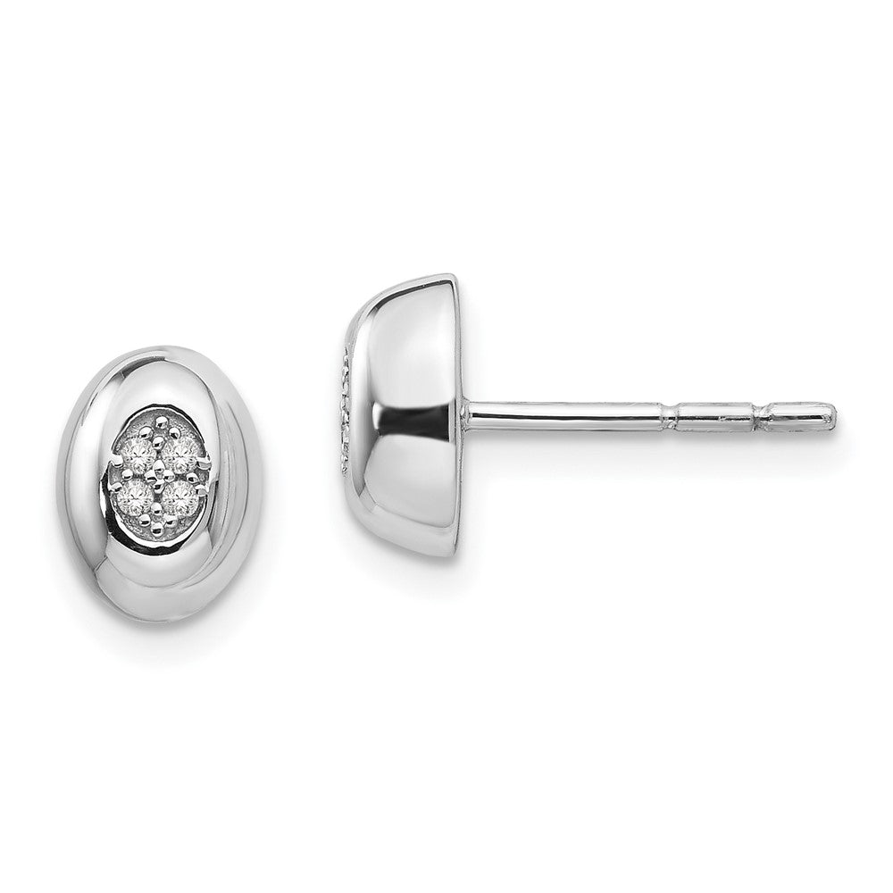 White Ice Sterling Silver Rhodium-plated Diamond Post Earrings, 0.04 ct, 9 x 7 mm