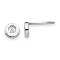 White Ice Sterling Silver Rhodium-plated Diamond Open Circle  Stud Post Earrings, 0.024 ct, 7 x 7 mm
