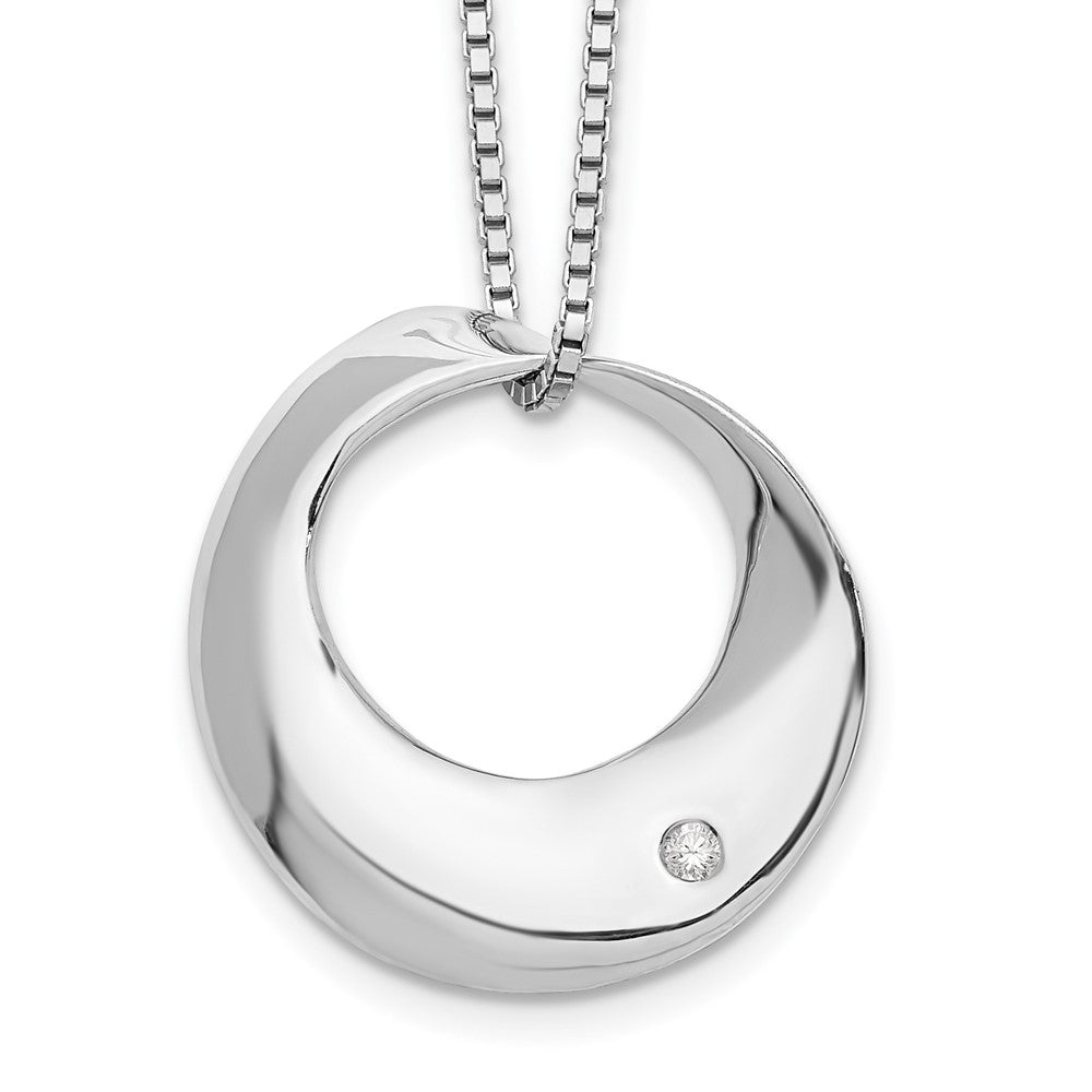 White Ice Sterling Silver Rhodium-plated 18 Inch Diamond Open Circle Necklace with 2 Inch Extender, 0.02 ct, 20 x 22 mm
