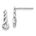 White Ice Sterling Silver Rhodium-plated Twisted Diamond Post Dangle Earrings, 0.007 ct, 12 x 5 mm