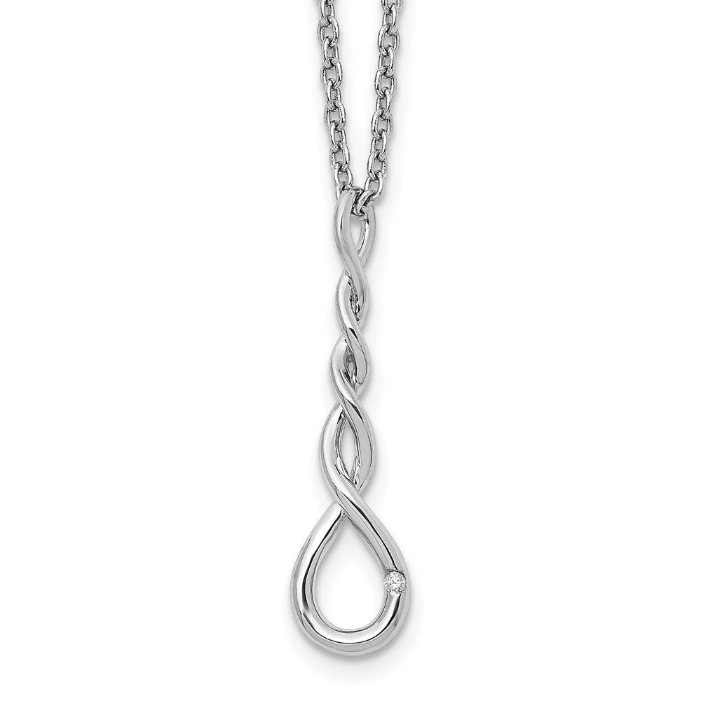 White Ice Sterling Silver Rhodium-plated 18 Inch Twisted Diamond Accent Necklace with 2 Inch Extender, 0.004 ct, 18 mm