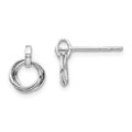 White Ice Sterling Silver Rhodium-plated Three Ring Diamond Post Earrings, 0.01 ct, 10 x 9 mm