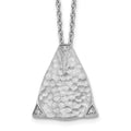 White Ice Sterling Silver Rhodium-plated 18 Inch Textured Polished and Satin Triangle Diamond Necklace with 2 Inch Extender, 0.01 ct, 20 x 16 mm