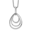 White Ice Sterling Silver Rhodium-plated 18 Inch Diamond Fancy Teardrop Necklace with 2 Inch Extender, 0.015 ct, 20 x 17 mm