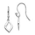 White Ice Sterling Silver Rhodium-plated Diamond Shepherd Hook Earrings, 0.01 ct, 28 x 9 mm
