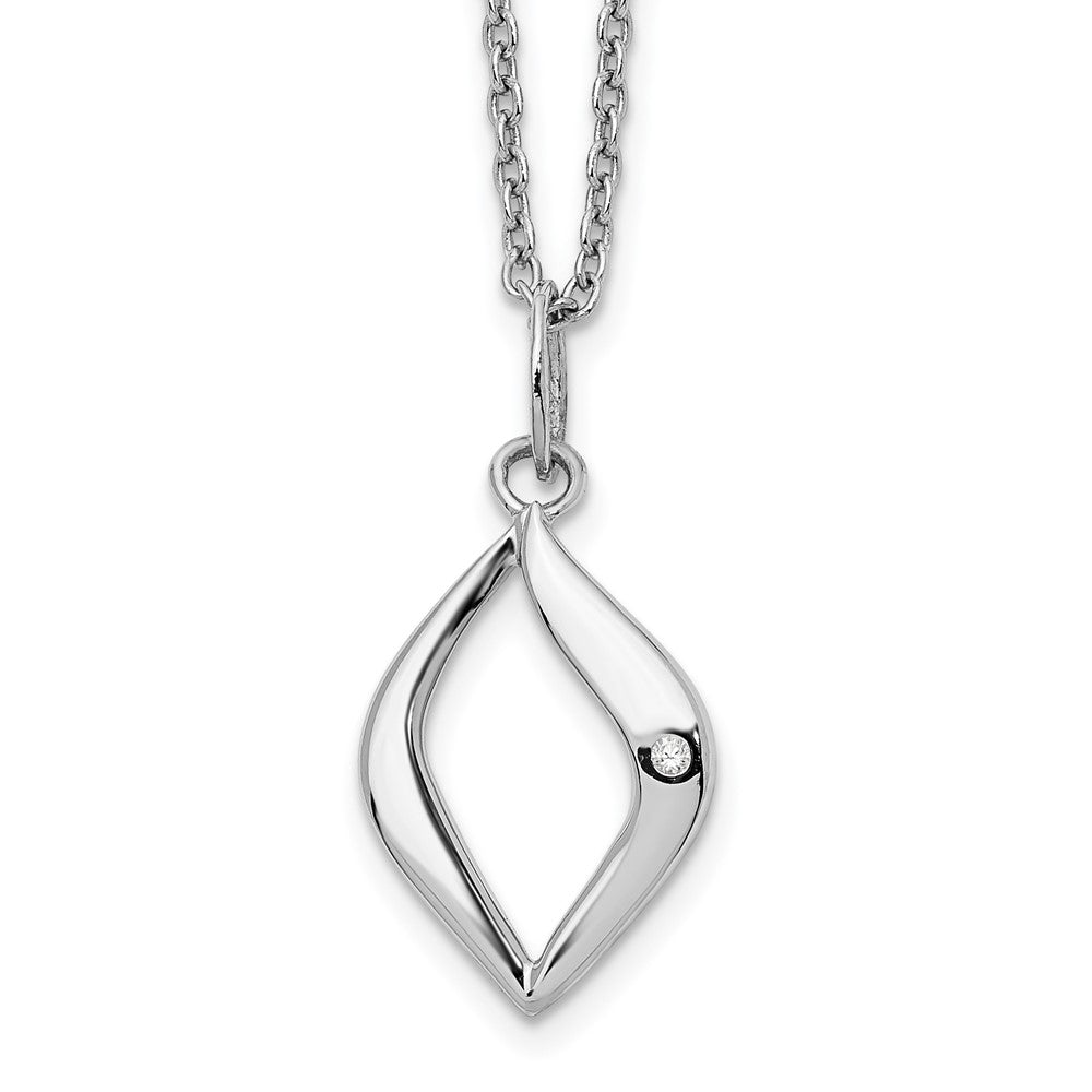 White Ice Sterling Silver Rhodium-plated 18 Inch Diamond Necklace with 2 Inch Extender, 0.01 ct, 20 mm, 1.04 g