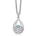 White Ice Sterling Silver Rhodium-plated 18 Inch Blue Topaz Necklace with 2 Inch Extender, 0.1 ct, 18 x 10 mm