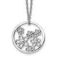 White Ice Sterling Silver Rhodium-plated 18 Inch Diamond Flower Necklace with 2 Inch Extender, 0.01 ct, 20 x 19 mm