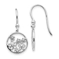 White Ice Sterling Silver Rhodium-plated Diamond Flower Shepherd Hook Dangle Earrings, 0.01 ct, 26 x 12 mm