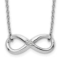 White Ice Sterling Silver Rhodium-plated 18 Inch Diamond Infinity Necklace, 0.009 ct, 18 x 18 mm