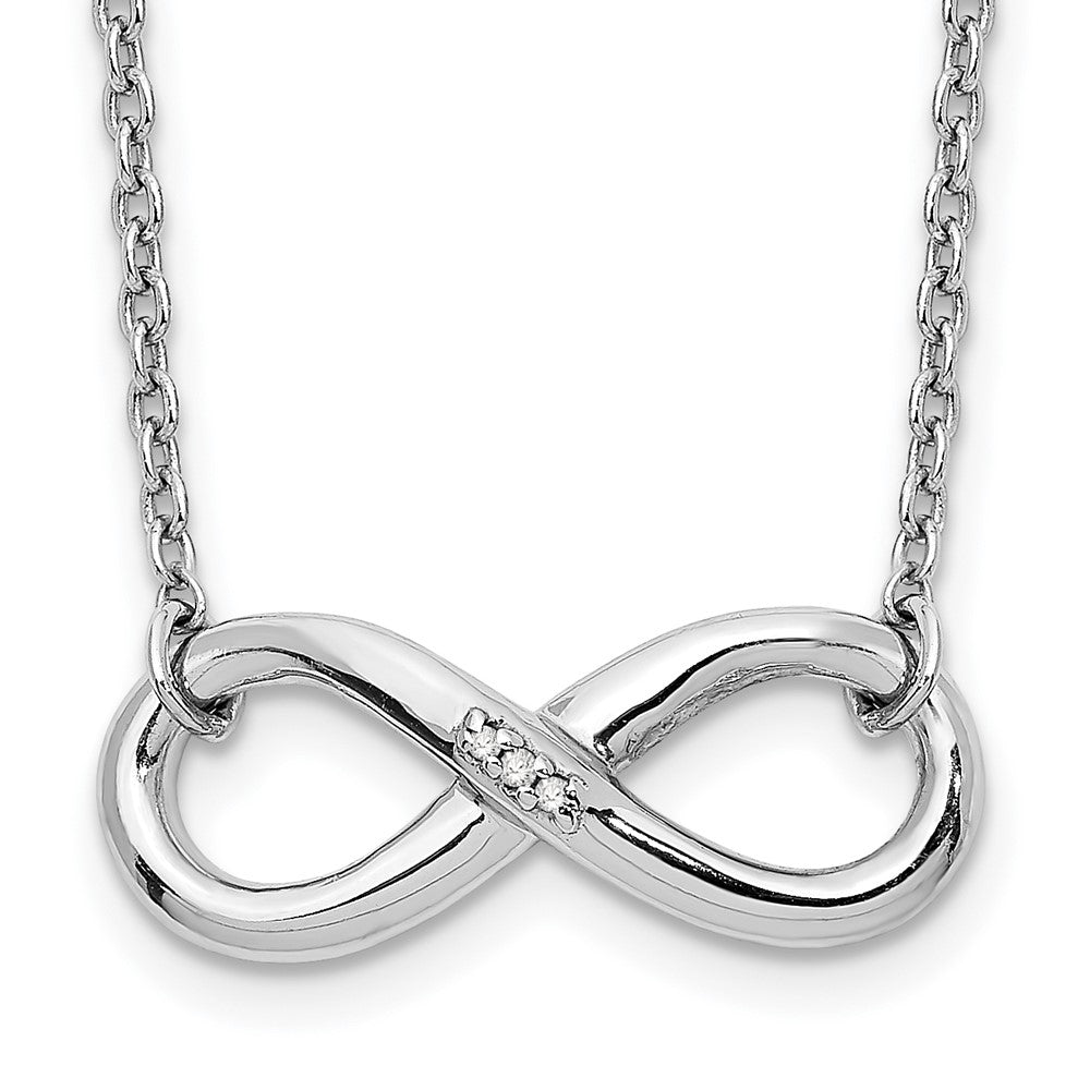 White Ice Sterling Silver Rhodium-plated 18 Inch Diamond Infinity Necklace, 0.009 ct, 18 x 18 mm
