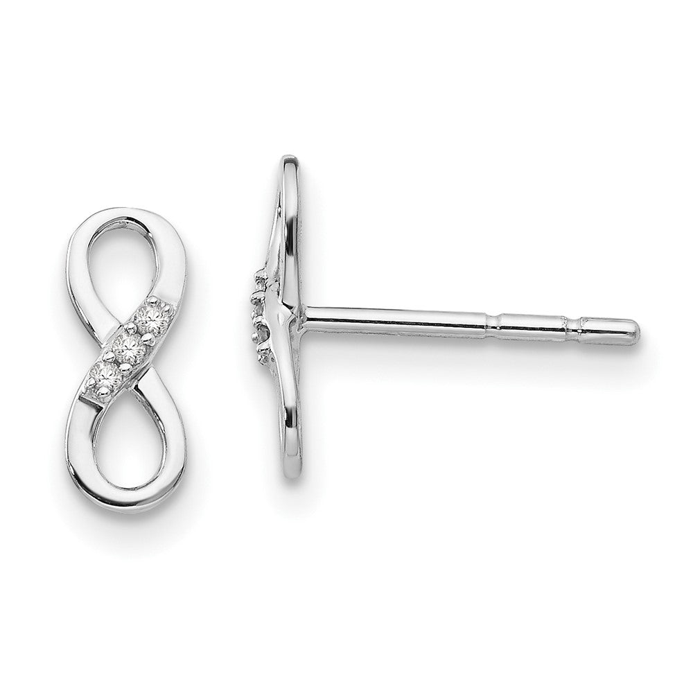 White Ice Sterling Silver Rhodium-plated Infinity Symbol Diamond Post Earrings, 0.03 ct, 4 x 11 mm