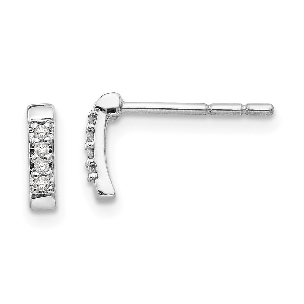 White Ice Sterling Silver Rhodium-plated Diamond Post Earrings, 0.048 ct, 8 x 2 mm