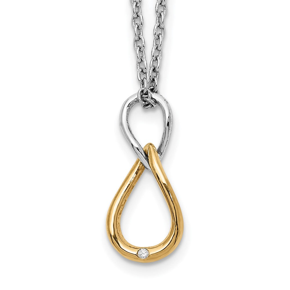 White Ice Sterling Silver Rhodium-plated Gold-tone 18 Inch Diamond Necklace with 2 Inch Extender, 0.005 ct, 20 x 8 mm