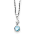 White Ice Sterling Silver Rhodium-plated 18 Inch Blue Topaz and Diamond Necklace with 2 Inch Extender, 1.06 ct, 18 x 6 mm