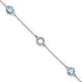 White Ice Sterling Silver Rhodium-plated 6.25 Inch Blue Topaz and Diamond Bracelet with 1 Inch Extender, 1.614 ct, 7.25 x 6 mm