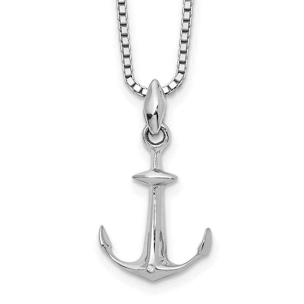 White Ice Sterling Silver Rhodium-plated 18 Inch Diamond Necklace with 2 Inch Extender, 0.003 ct, 20 x 10 mm