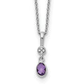 White Ice Sterling Silver Rhodium-plated 18 Inch Amethyst and Diamond Necklace with 2 Inch Extender, 0.426 ct, 20 x 5 mm