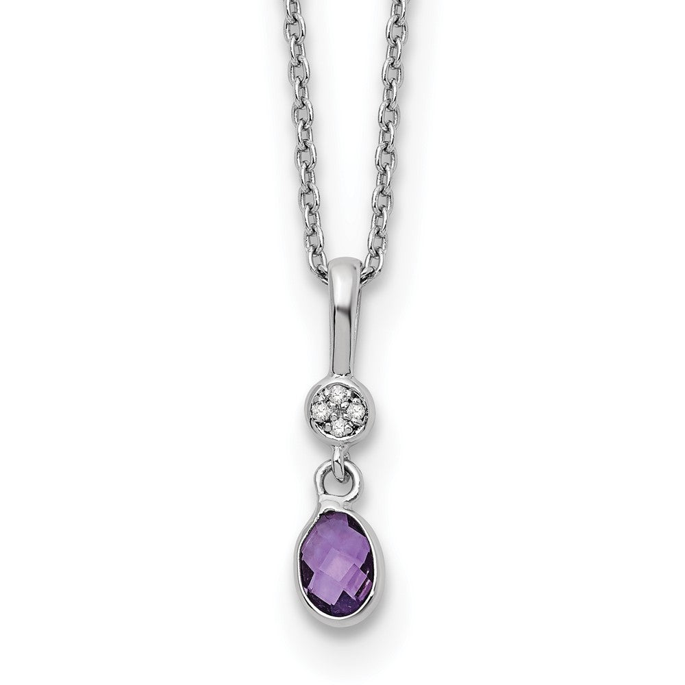 White Ice Sterling Silver Rhodium-plated 18 Inch Amethyst and Diamond Necklace with 2 Inch Extender, 0.426 ct, 20 x 5 mm