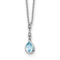 White Ice Sterling Silver Rhodium-plated 18 Inch Blue Topaz and Diamond Teardrop Necklace with 2 Inch Extender, 0.99 ct, 18 x 7 mm