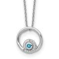 White Ice Sterling Silver Rhodium-plated 18 Inch Blue Topaz and Diamond Necklace with 2 Inch Extender, 0.1 ct, 20 x 15 mm