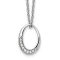 White Ice Sterling Silver Rhodium-plated 18 Inch Diamond Open Oval Necklace with 2 Inch Extender, 0.056 ct, 20 x 10 mm